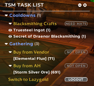 TSM4 Task List