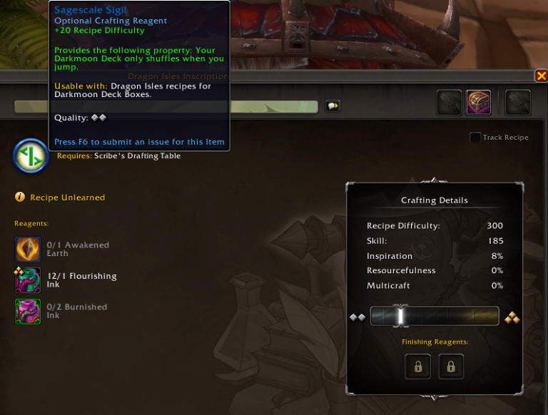 Darkmoon decks are completely different! Dragonflight Inscription gold